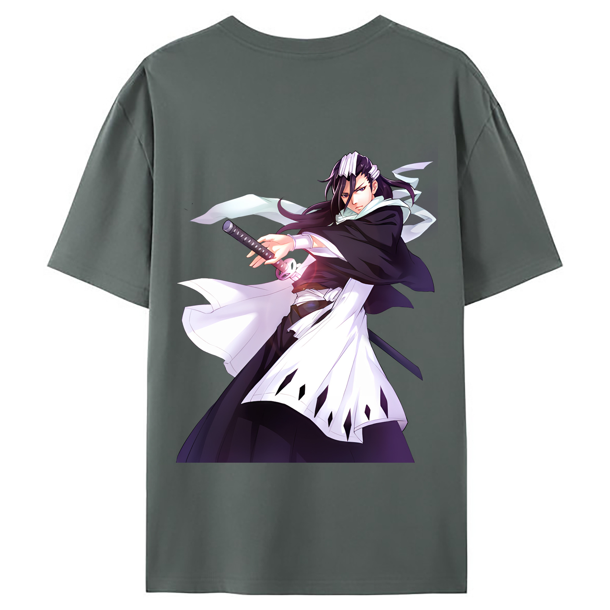 （画像用） ブリーチ くちき びゃくや BLEACH Kuchiki Byakuya 綿100％ メンズ半袖Tシャツ（バックプリント） 通気性
